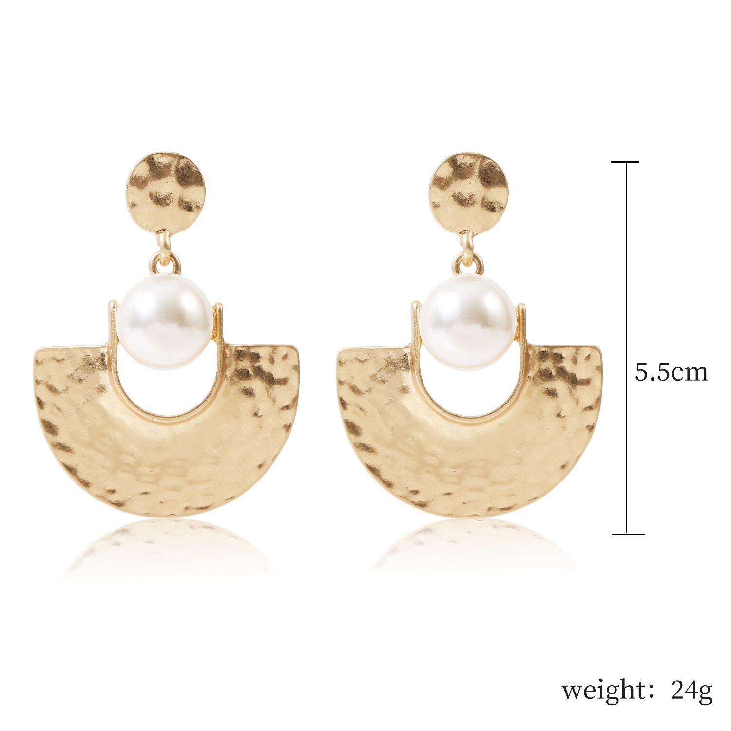 1 Pair Retro Human Round Sector Imitation Pearl Alloy Metal Women's Drop Earrings display picture 1