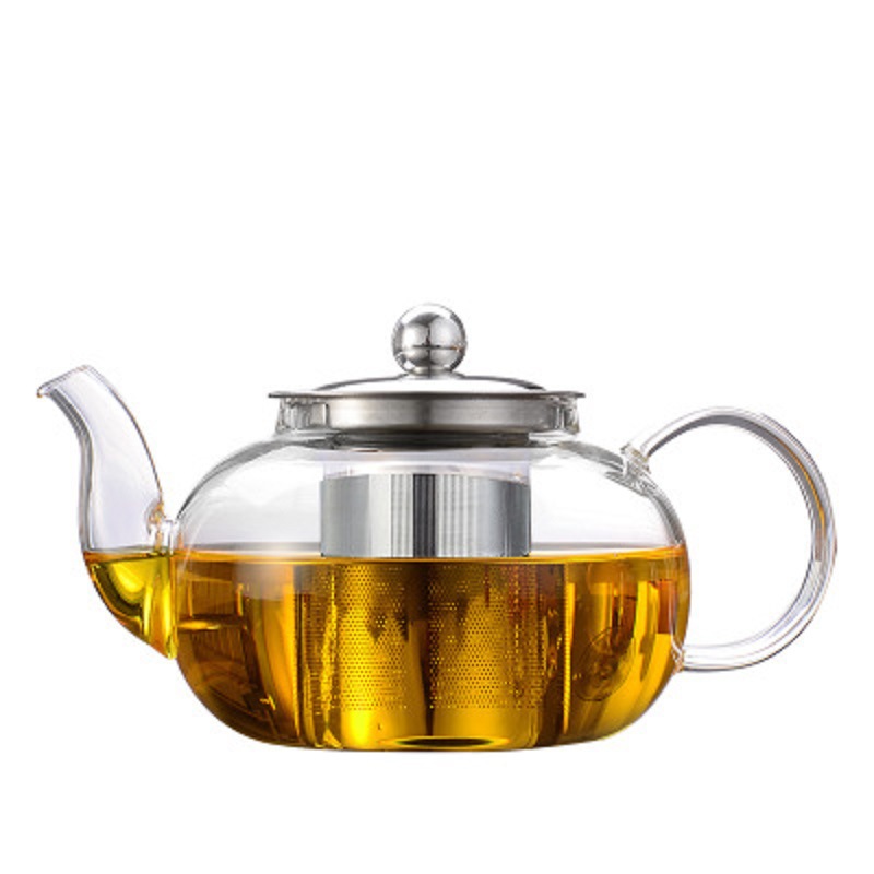 Fábrica al por mayor de vidrio de borosilicato engrosado tetera de té perfumada tetera de filtro de acero inoxidable multi-Especificación de alta temperatura olla resistente