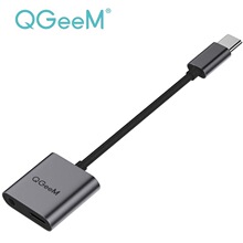 QGeeM 2合一Type扩展坞适配器USB C转3.5mm音频与音量控制支持PD