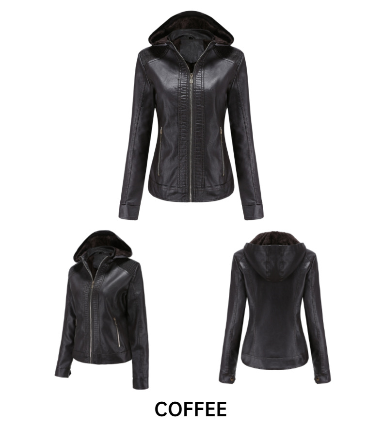 wholesale women s clothing Nihaostyles removable hooded leather jacket  NSNXH67427