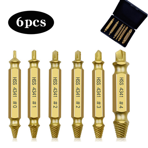 Double-headed screw extractor, high-speed steel broken sliding thread screw removal tool set, cross-border broken wire extractor