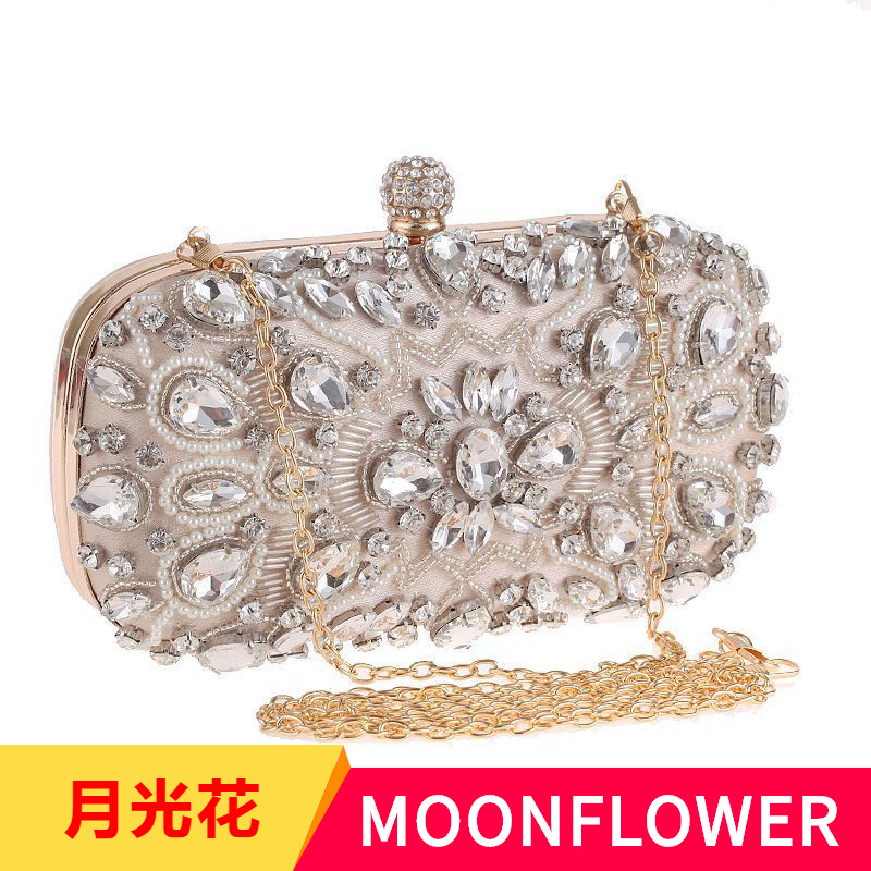 包包女新款手工钉珠斜跨晚装包 欧美镶钻礼服晚宴包手拿包7229-06