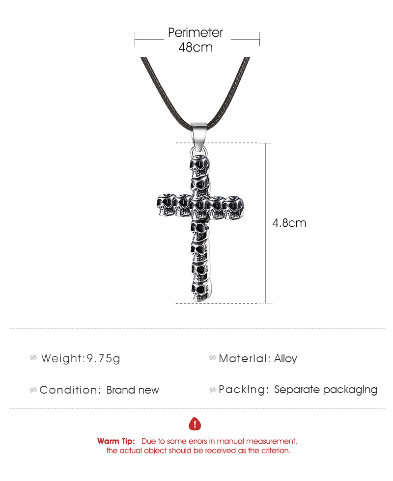 New Necklace Retro Street Shot Skull Necklace Unisex Cross Necklace Clavicle Chain wholesale nihaoje