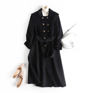 韩版毛呢大衣秋冬新款双面羊绒大衣女装呢子大衣100毛双排扣大衣