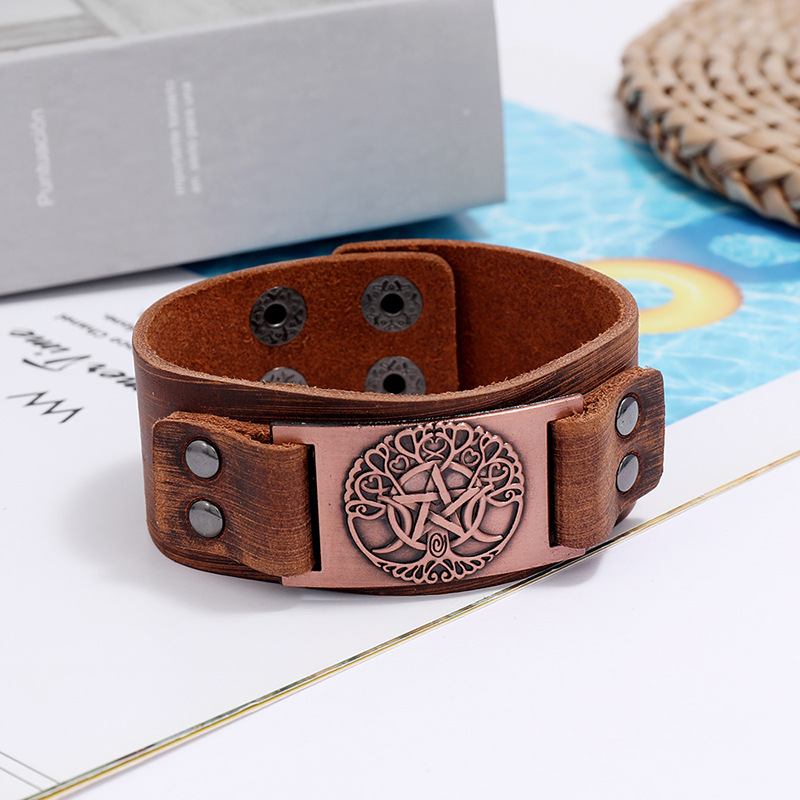 Retro Tree Of Life Leather Bracelet display picture 2