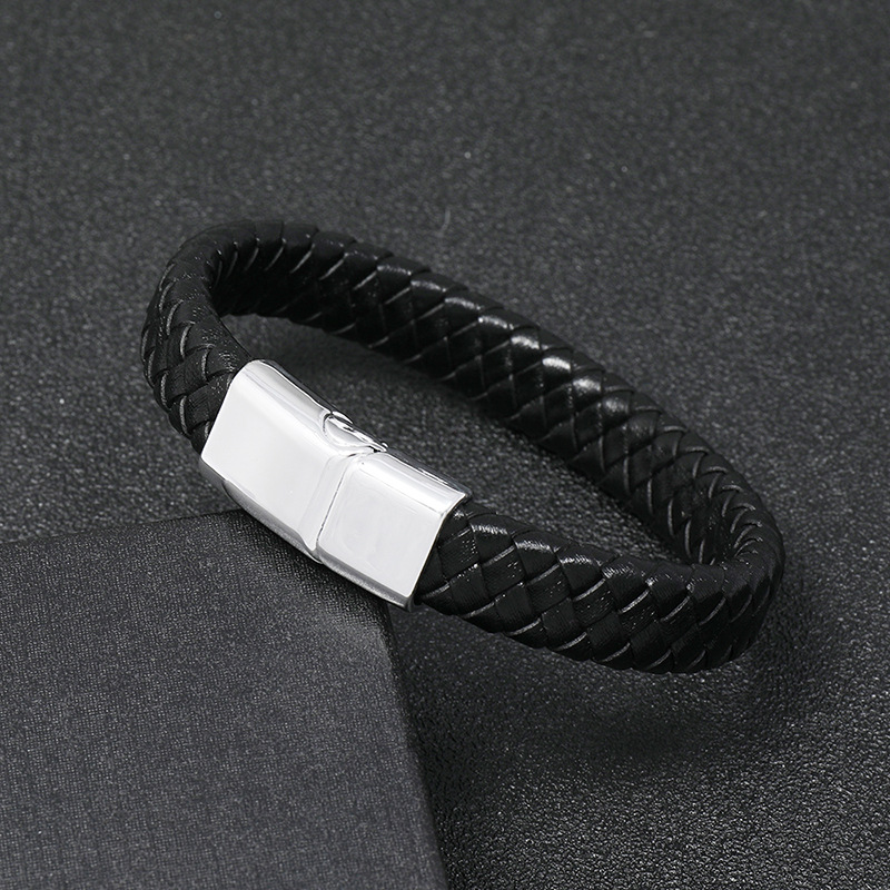 simple leather alloy magnet buckle retro bracelet