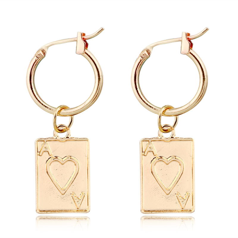 New Trend Creative Jewelry Unique Alloy Earrings Lucky Card Pendant Ear Ring Wholesale Nihaojewelry display picture 1