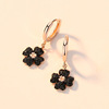 Earrings, classic jewelry contains rose, four-leaf clover, 925 sample silver, Japanese and Korean, simple and elegant design, flowered