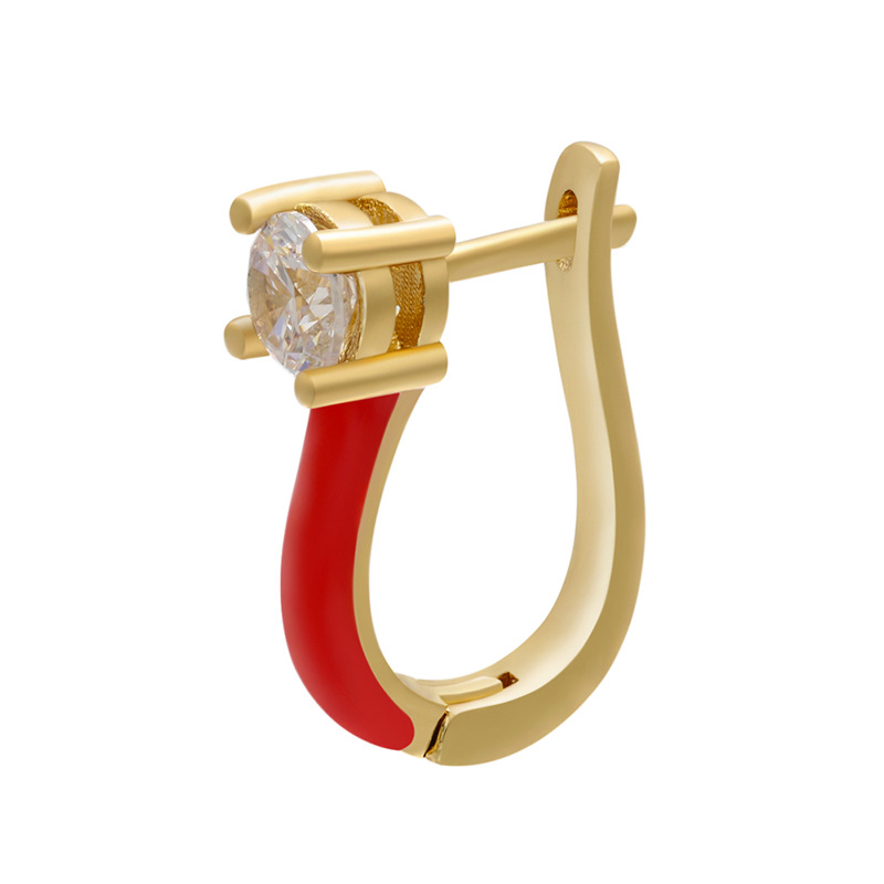 Boucle D&#39;oreille En Cuivre Zircon En Forme De U Rétro En Gros Nihaojewelry display picture 7