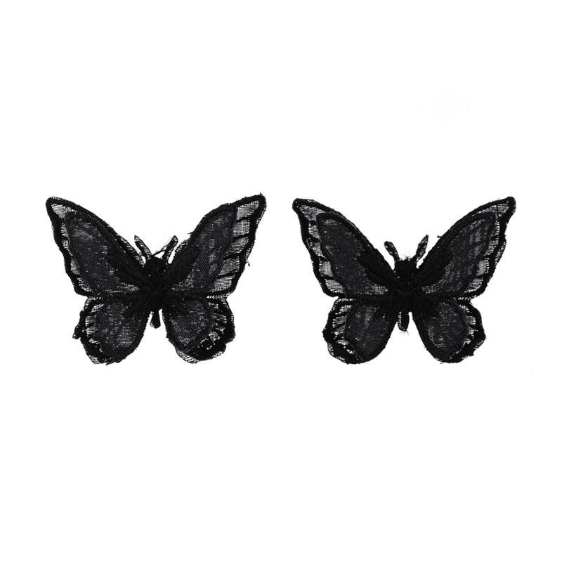 Lightweight Butterfly Double-layer Butterfly Three-dimensional Embroidery Color Butterfly Earrings 925 Silver Needle Earrings Wholesale Nihaojewelry display picture 4