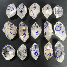 天然白水晶赫尔基蒙闪灵钻双尖摆件流沙水胆矿物晶体石