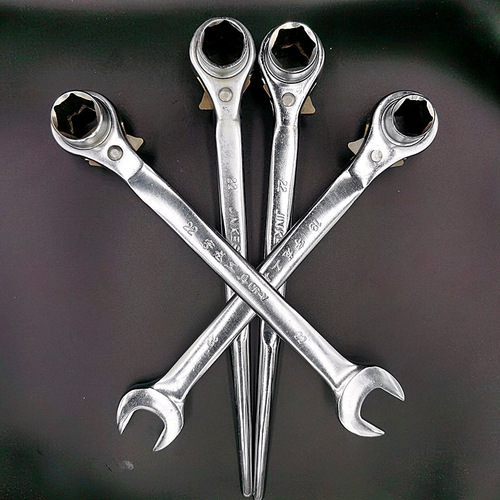 Factory direct sales multi-purpose quick ratchet wrench metric open ratchet wrench household pointed tail ratchet wrench