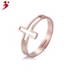 Golden adjustable ring stainless steel, European style, pink gold, on index finger