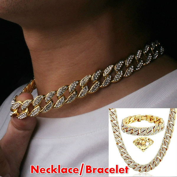 Yunjin European ornament Men's Hip Hop Cuba Necklace Jewelry Set Necklace Men's Clothes Accessories