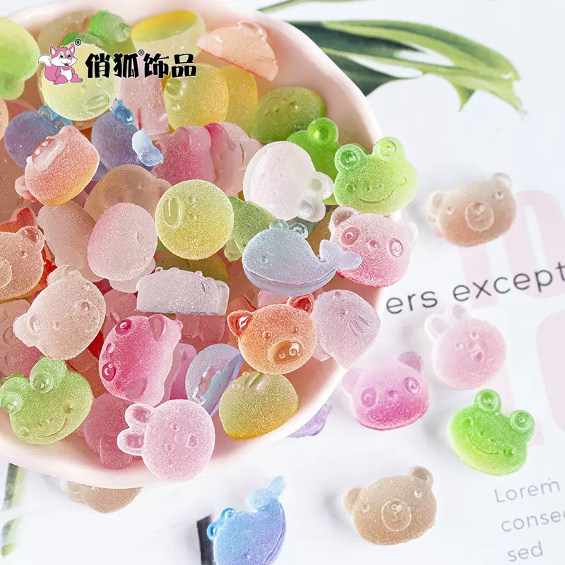 树脂配件儿童头饰卡通动物仿真食玩软糖渐变 diy手机壳饰品配件