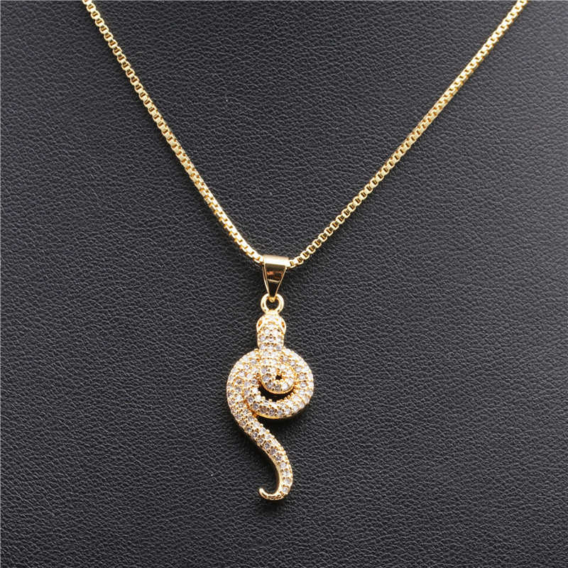 Fashion Jewelry Micro-set Zircon Serpentine Pendant Ladies Copper Necklace Wholesale Nihaojewelry display picture 2