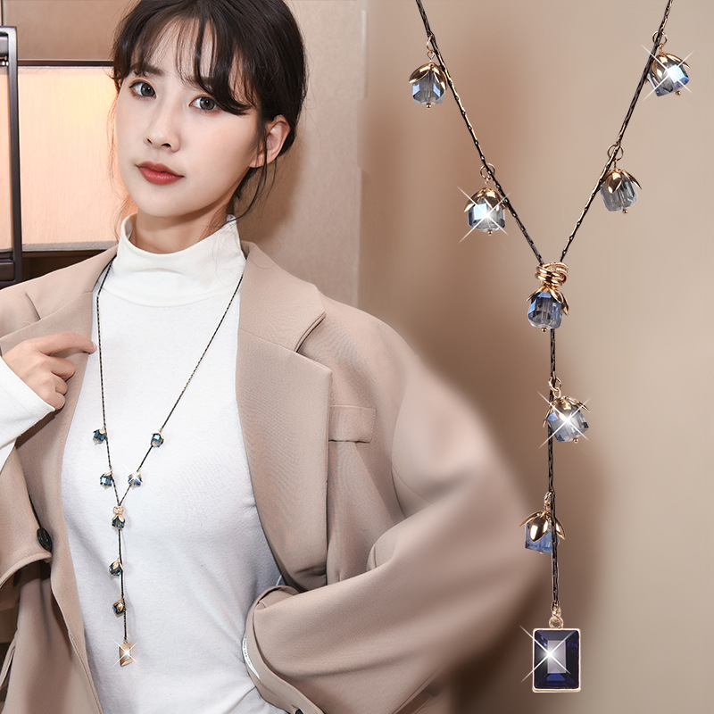 Manufactor Direct selling Korean Edition 7 crystal Autumn and winter new pattern temperament sweater chain have more cash than can be accounted for Versatile Necklace Accessories wholesale