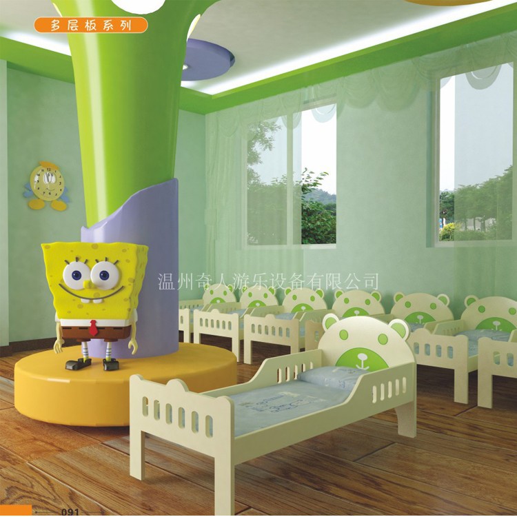 European -style baby density board grilled paint bed cartoon color bed kindergarten Kindergarten small bear bed Children's bed singles lunch break bed