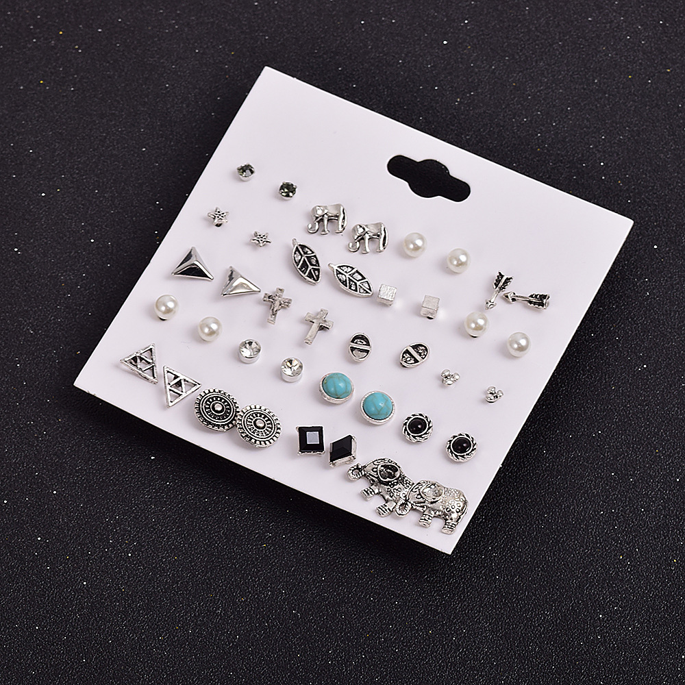 Ethnic Style Geometric Plating Alloy Artificial Gemstones Earrings Ear Studs display picture 2