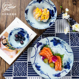 GW日本进口釉下彩日式餐具瓷器陶瓷家用日料深盘钵菜盘碟子水果盘