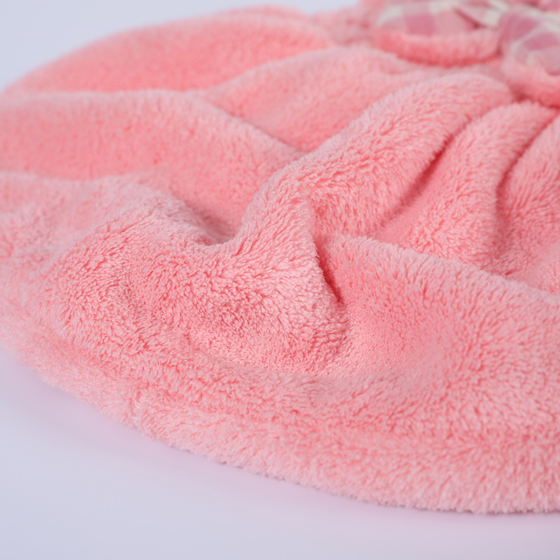 SHR-22珊瑚绒蝴蝶结干发帽粉色4