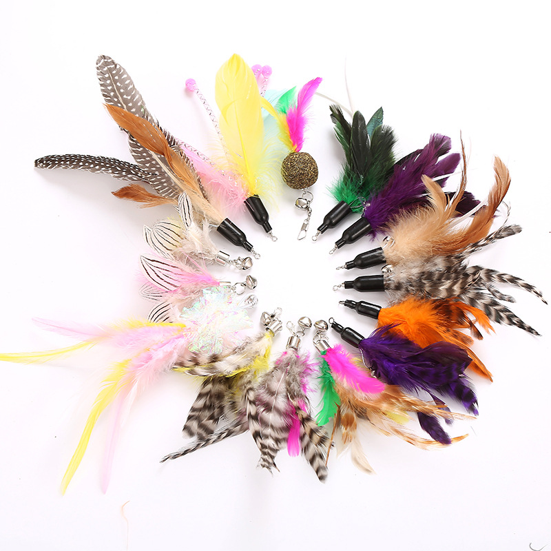 Kitty Toys Cat teaser stick Feather replace Caterpillars replace Pearl Feather replace Cross border