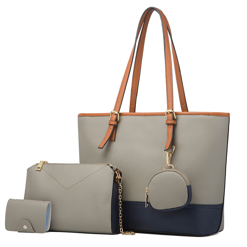 Versatile Large Capacity Women'S Bag Four Piece Tote Contrast Bag One Shoulder Handbag