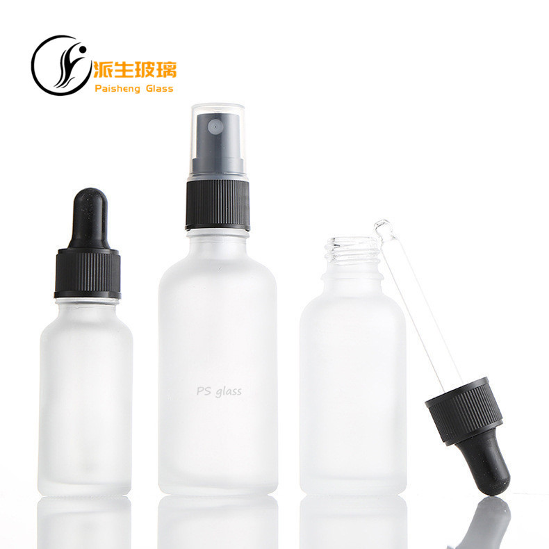 蒙砂玻璃精油瓶茶色避光5ml30ml100ml透明滴管瓶茶色玻璃瓶分装瓶