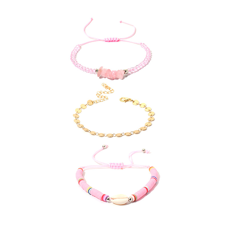 Pulsera De Concha Simple De Tres Piezas Con Cuentas De Cristal De Venta Caliente display picture 5