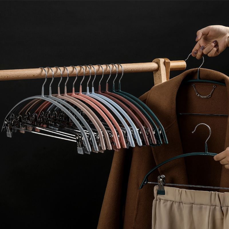 浸塑半圆衣架多功能家用裤夹防滑无痕晾衣夹衣服撑子干湿两用裤挂