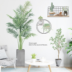 Tropical green plant wall stickers living room bedroom wall decoration background stickers self-adhesive wallpaper cross-border fresh leaf stickers