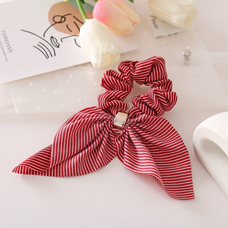 Striped Streamer Rabbit Ears Chiffon Metal Buckle Striped Creative Hair Scrunchies Wholesale Nihaojewelry display picture 4