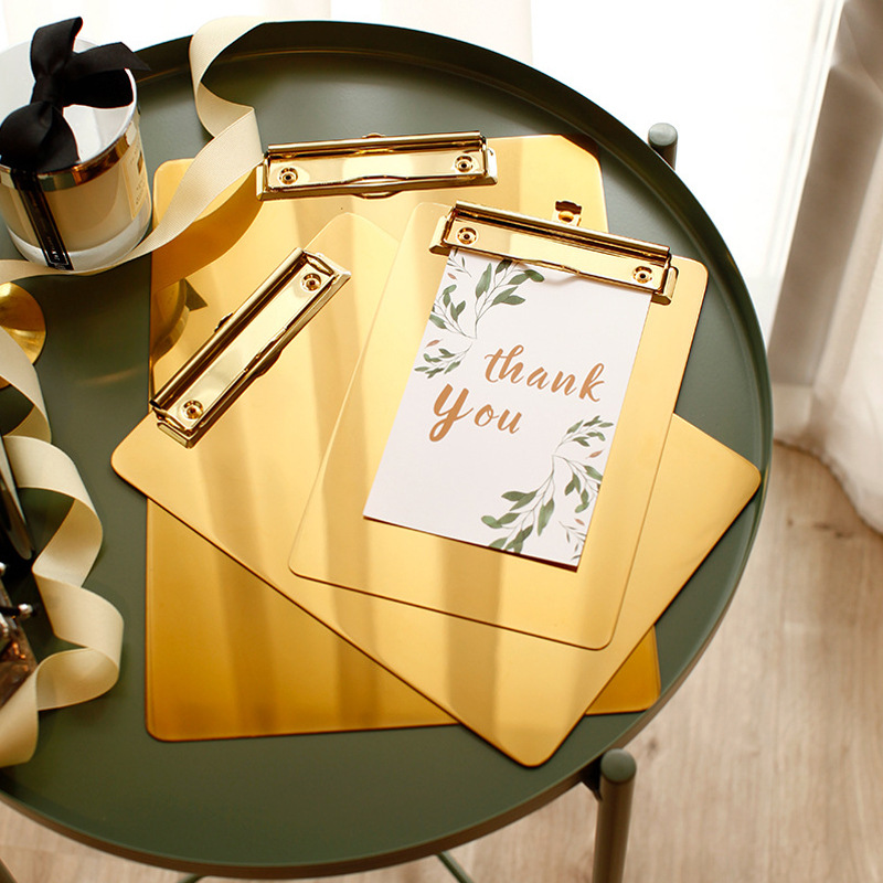 A4 Folder Storage Pad Clip Stainless Steel Gold A5 Newspaper Folder a4-folder-storage-pad-clip-stainless-steel-gold-a5-newspaper-folder