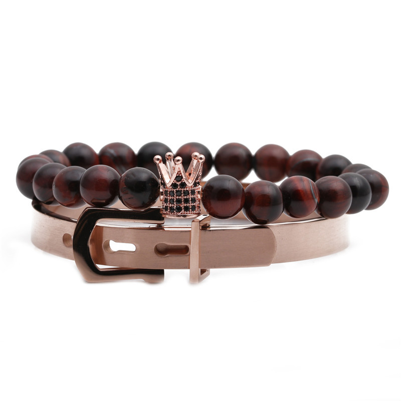 Letter Tiger Eye Crown Bracelet Bracelet