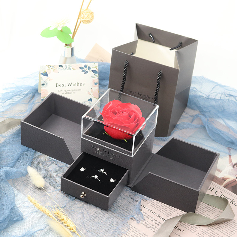 Solid Color Pattern Fashion Solid Color Paper Jewelry Boxes 1 Set