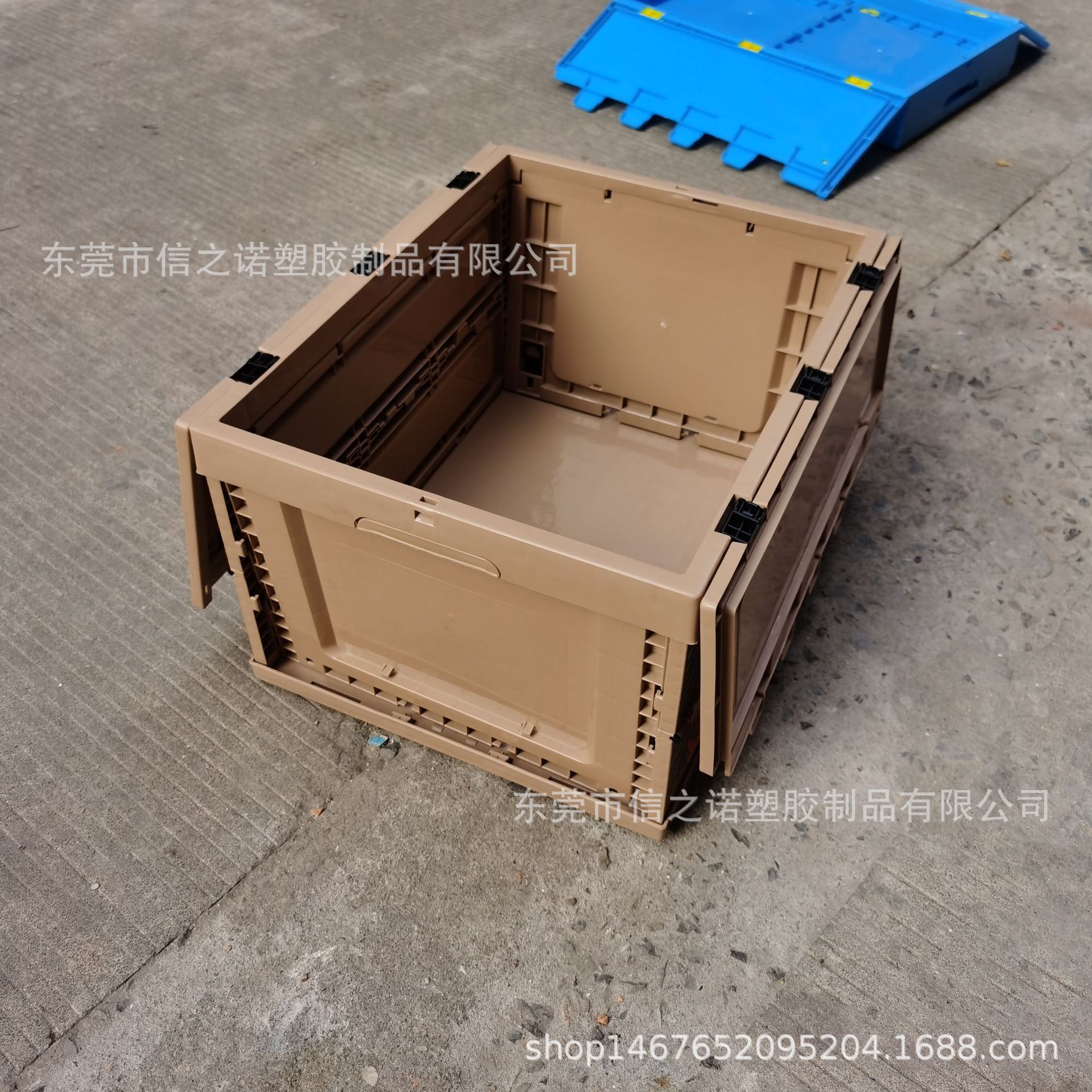 现货供应黑色可回收折叠周转箱530*410*185 对折式物流塑料折叠箱