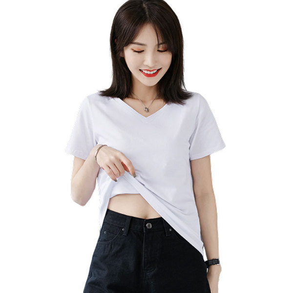 Summer cotton solid T-shirt