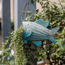 飛魚鐵皮花器花盆吊籃蘭裝飾掛件雜貨花園庭院陽台復古個性
