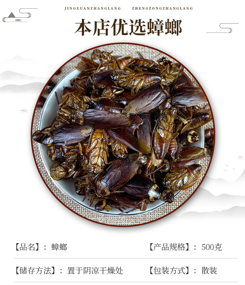 Dried Cockroach Whole Insect Yan Lang 500g Traditional Chinese Herbal Material Sun Dried overview