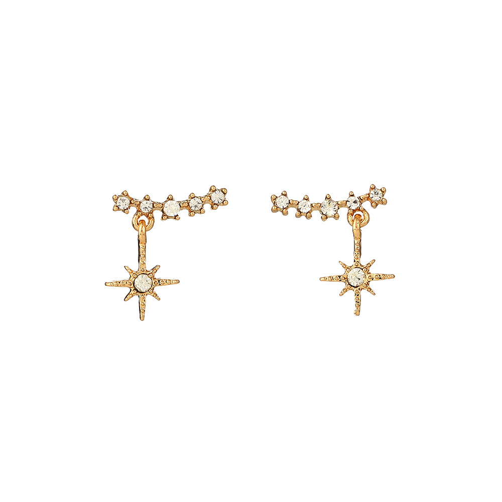 Fashion Golden Simple S925 Silver Needle Earrings Alloy Earring Exquisite Geometric Diamond-studded Snowflake Earrings Wholesale Nihaojewelry display picture 6