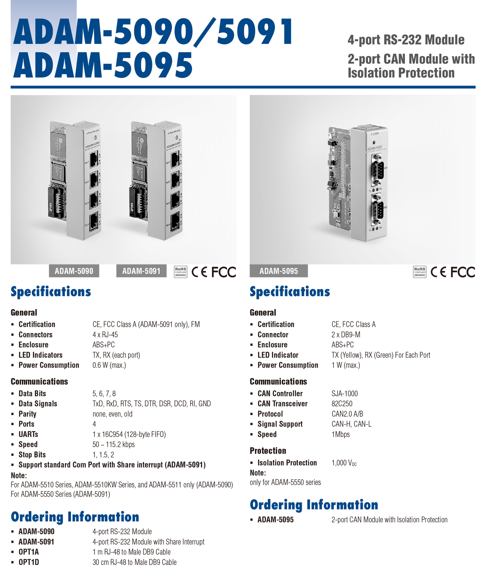 进口研华ADAM-5091-AE可扩展模块4端口RS232串口模块网络通信模块-阿里巴巴