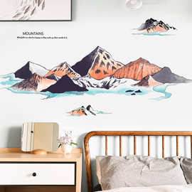 壁纸自粘山水画贴纸中国风床头装饰卧室贴画3d立体海报墙贴背景墙