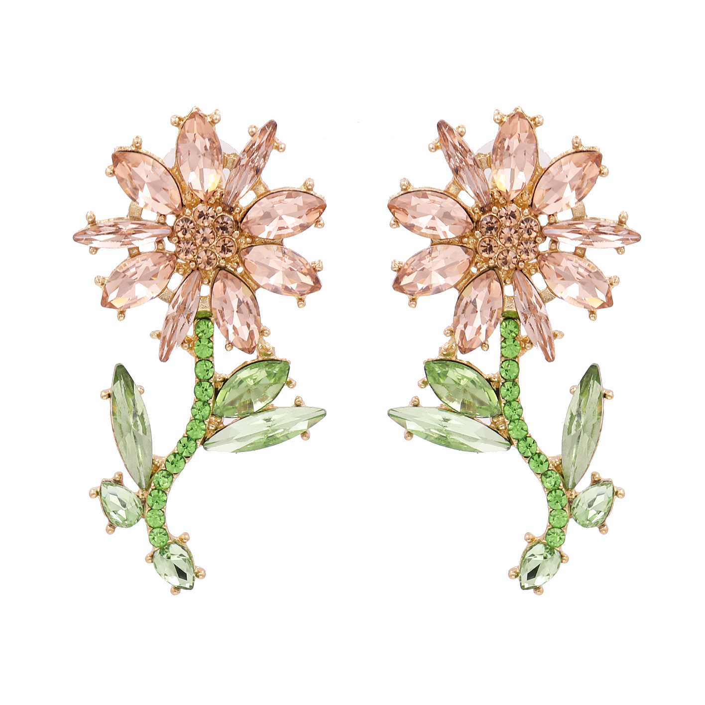 Boucles D&#39;oreilles Mode Modèles Créatifs Alliage Diamant Fleur Boucles D&#39;oreilles En Gros Nihaojewelry display picture 9