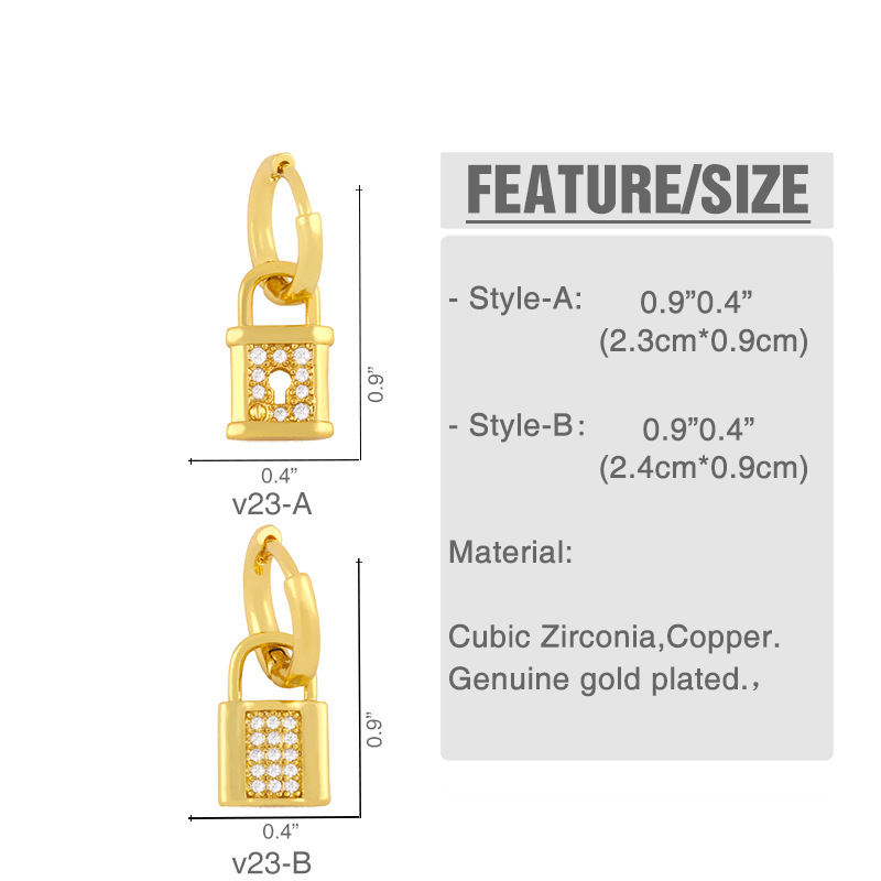 Einfache Kreative Schlösserförmige Mikro-eingelegte Zirkonohrringe display picture 1