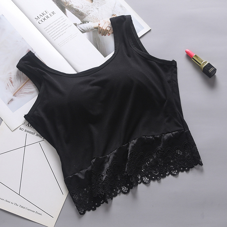 帮手描述图：百搭无钢圈运动背心螺纹吊带裹胸抹胸带胸垫性感美背