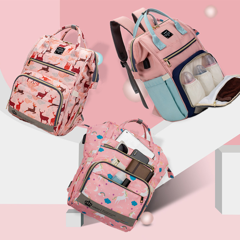 LEQUEEN Mummy Bag USB Multi-function Large Capacity Mummy Bag Backpack Mother Bag New Upgraded Mother and Baby Bag