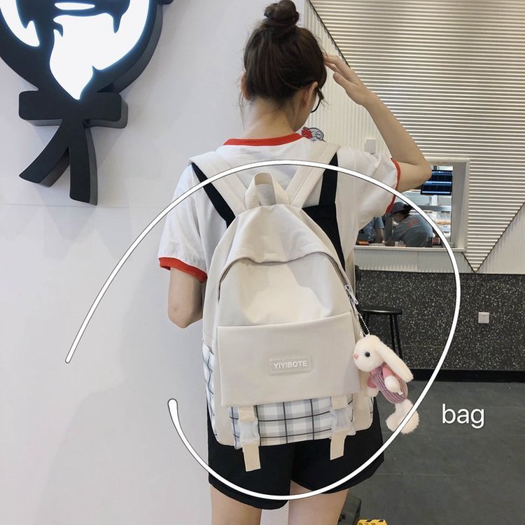 Schoolbag Korean Fashion Harajuku Cute Girl Student Small Fresh Contrast Color Plaid Backpack  Wholesale Nihaojewelry display picture 72