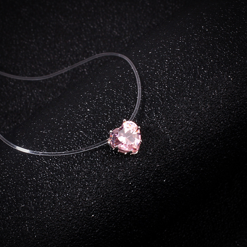 3g Weight Alloy Pendant Material Necklace Classification Fishing Line Chain Material Woven Chain Chain Type Travel Occasion Fishing Line Material Heart Shape Pattern Women'S Gender Simple Style Style Pink, Red, Green, Blue Color Simple Style Heart Shape Fishing Line Woven Chain Pendant Necklaces Wholesale 20