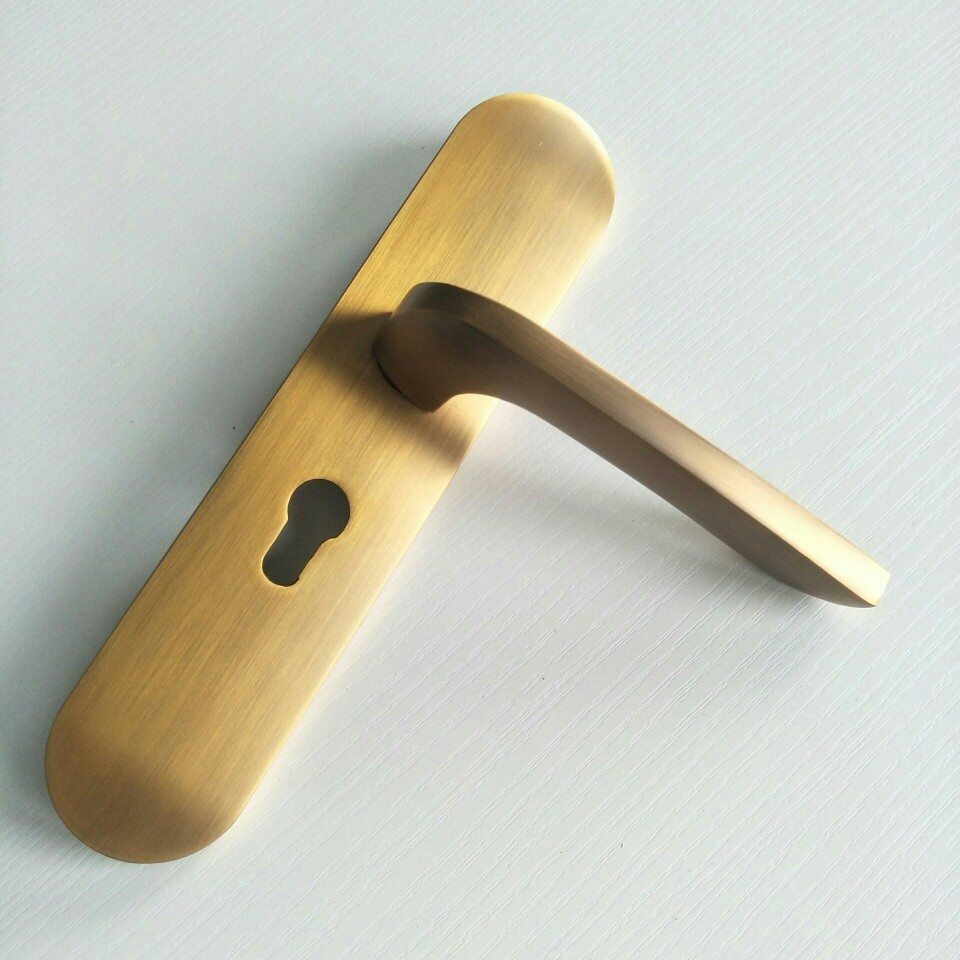 领军黄古室内木门锁H90-B25黄古铜简单卧室房门锁具大50执手锁|ru