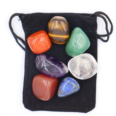 2 pack 7 available energy yoga stone seven color crystal original stone, natural stone the original stone chakra gem furnishing articles